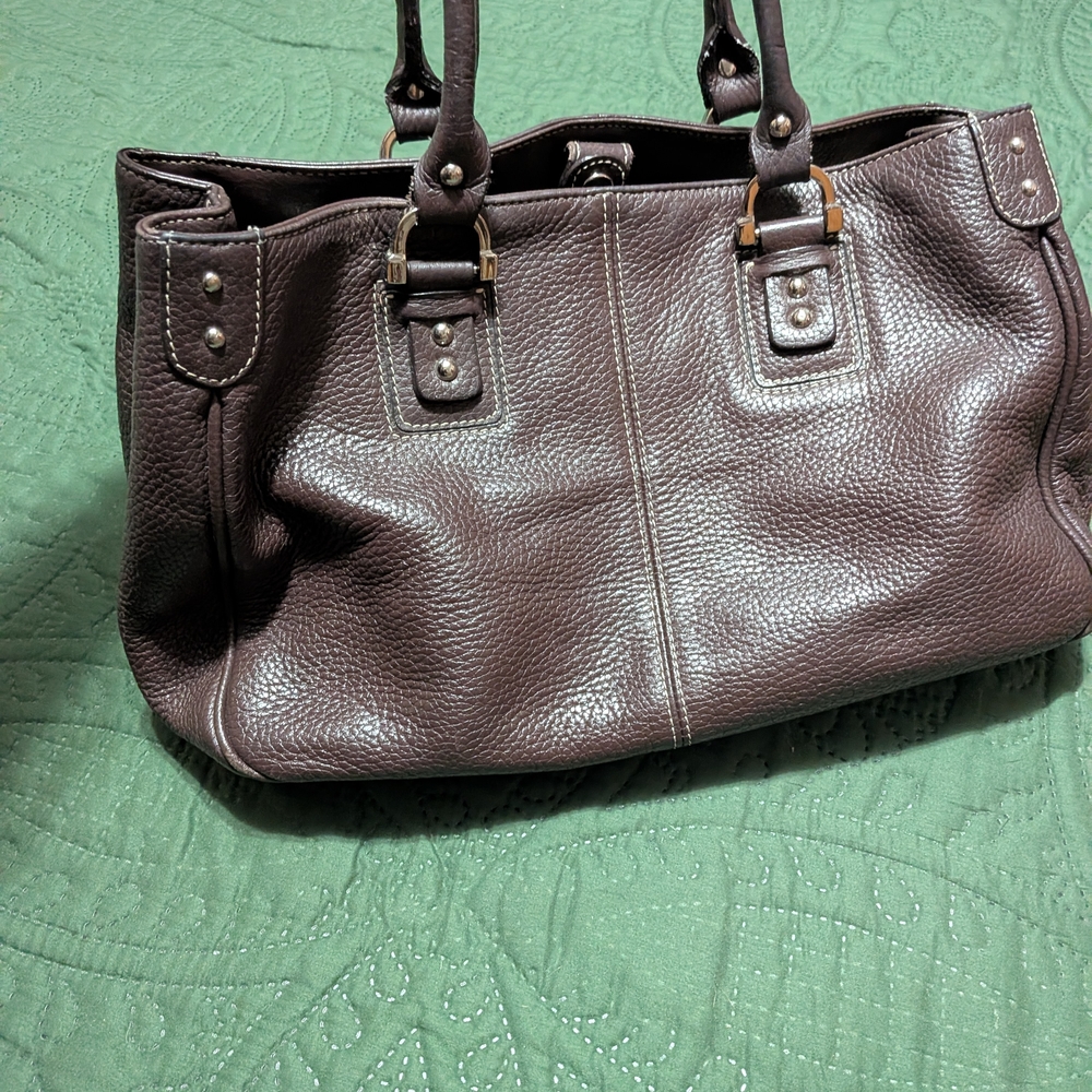 Classic Pebbled Leather Bag in Dark Brown